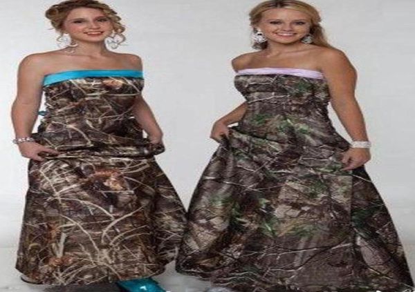 

2019 camo bridesmaid dresses strapless a line floor length long beach garden country party wedding guest gowns8765386, White