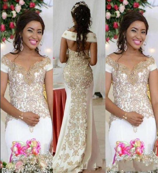

gold embroidery beaded white african wedding dresses 2022 boat neckline short sleeve mermaid special occasion dress party wedding 9044955