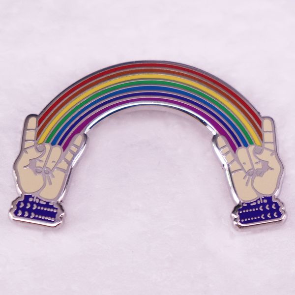 

lgbt rainbow rock brooch cute anime movies games hard enamel pins collect cartoon brooch backpack hat bag collar lapel badges, Blue
