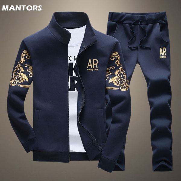 

men's tracksuits men tracksuit casual set 2 pieces male zipper sweatshirt sweatpants print sportswear mens jogger sport suit streetwear, Gray