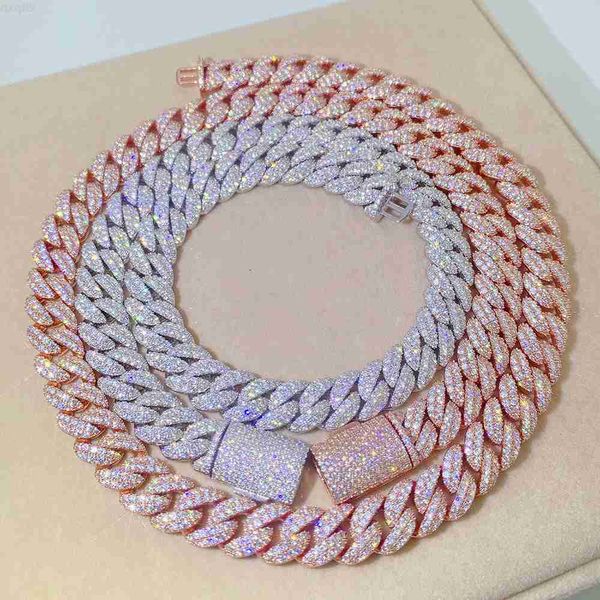 

drop shipping fashion iced out hip hop jewelry gra vvs moissanite gold filled 925 silver cuban link chain