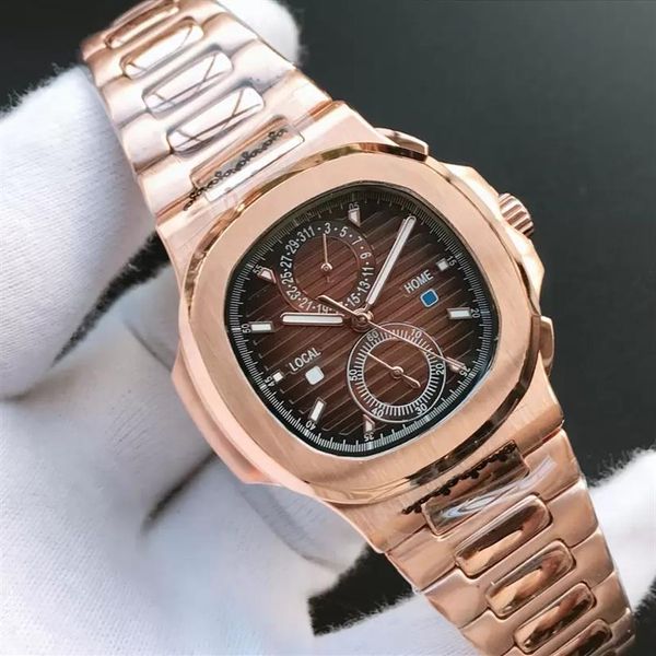 

designer watches 5990 series full automaton movement 40mm size 316 fine steel folding buckle sports watch without chronograph func269t, Slivery;brown