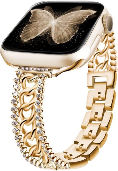 

Bling Chain Bracelet Compatible with Women Dressy Glitter Diamond Apple Watch Band 41mm 40 mm 38mm for Iwatch Series 8/7/6/5/4/3/2/1/SE
