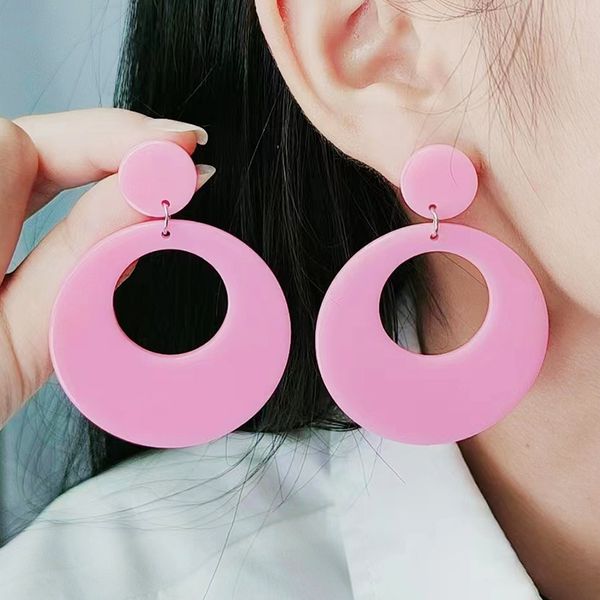 

circular hollow design earrings, earrings, versatile daily fashion acrylic, Silver