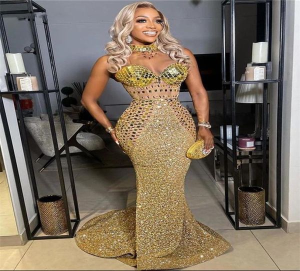 

sparkly mermaid african prom dress 2023 for black girls sequin beads birthday party celebrity gowns luxury robe de bal8781164