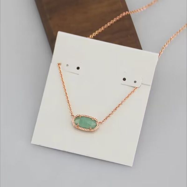 

pendant necklaces necklace light green stone real 18k gold plated dangles glitter jewelries letter gift with dust bag, Silver