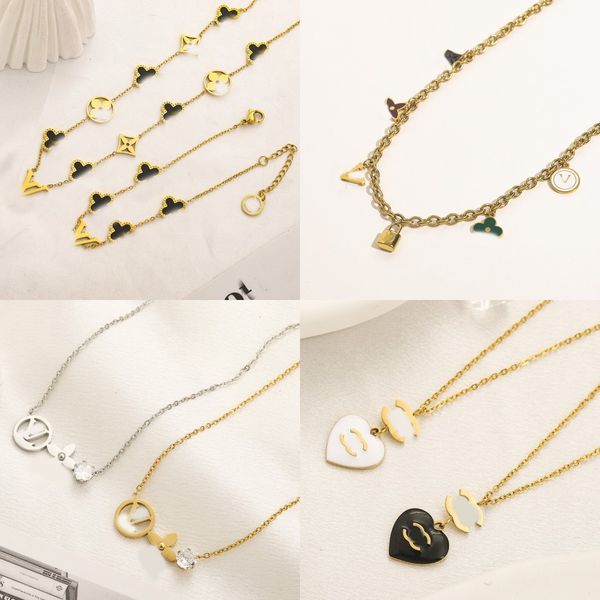 

europe america fashion women lady titanium steel 18k gold plated necklaces crystal letter pendant for women&girl valentine's engagement, Silver