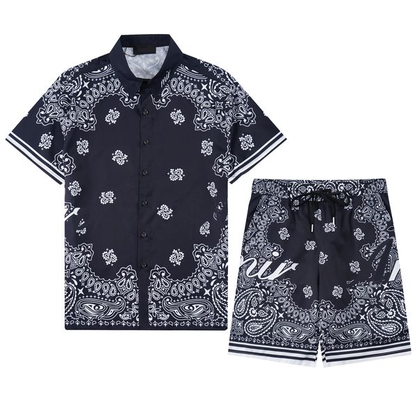 

summer mens tracksuits hawaii beach pants set designer shirts printing leisure shirt man slim fit the board short sleeve short beachs, Gray