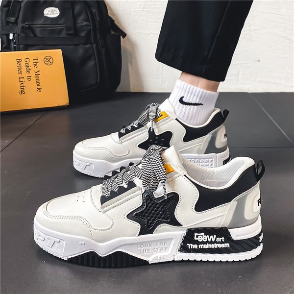 

height increasing shoes designer shoes for men casual platform sneakes two-tone lace up trainers fashion student sneakes mens vulcanized ten, Black;white