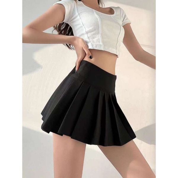 

pure desire high waist split pleated skirt female summer trendy anti exposure miniskirt a self revealing, Black