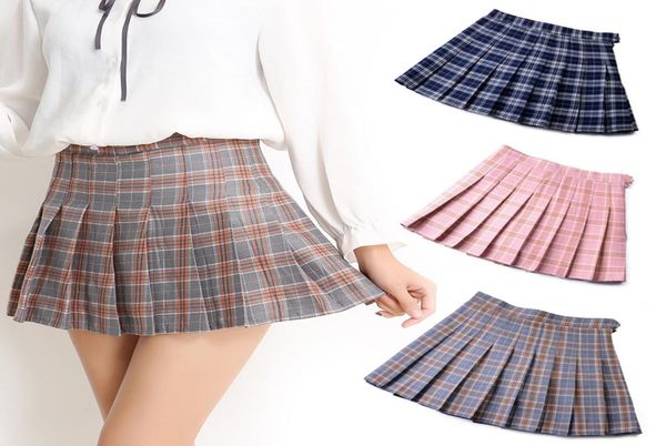 

vessos miniskirt soft check pattern summer short skirt lightweight aline work pleated skirt comfortable 3 colors girls date5819927, Red;black