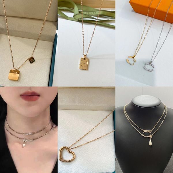 

fashion pendant neckalce design luixury love necklaces for women stainless steel jewelry accessoriescrystal rhinestone women jewelrys party, Silver