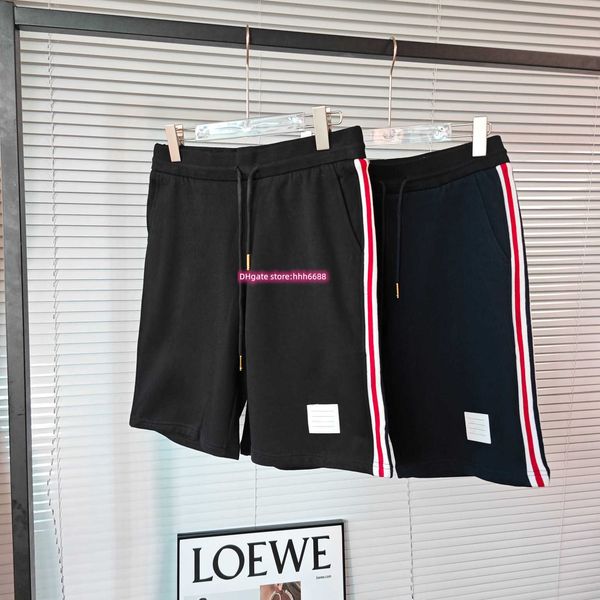 

qrzb 2023 new men's and women's shorts tb side webbing for men and women summer loose fitting high waisted straight leg pants casu, White;black