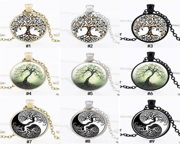 

fashion tree of life pendant necklaces time gem cabochon glass charm silver black bronze link chain for women men s luxury jewelry6877031