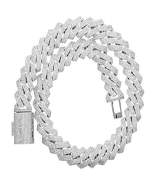 

pendant necklaces 19mm wide heavy iced out bling diamond curb cuban link hip hop chain necklace5851146, Silver