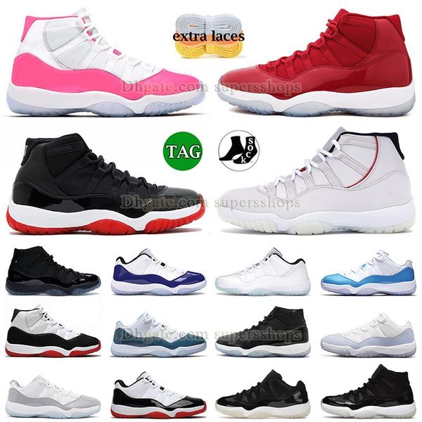 

fashion basketball shoes jumpman 11 bred win like 96 platnum tint pink 11s mens womens sneakers cherry cement grey cool grey space jam eleph