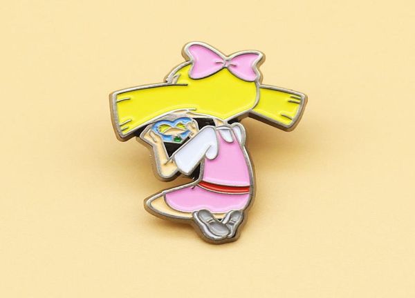 

hey arnold enamel pins cute metal cartoon brooch men women fashion jewelry gifts anime movie bag hat clothing lapel badges7186877, Blue