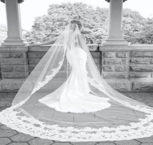 

new arrival 2021 gorgeous lace appliques edge delicate veil available in white and ivory long veil1598992, Black