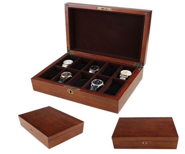 

new 10 grids wooden watch boxes for hours sheath hours0123404576, Black;blue