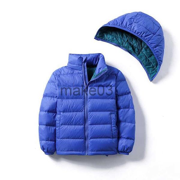 

down coat autumn kids duck down jackets 2023 new light weight hood detachable winter coats for boys girls portable windproof puffer parkas j, Blue;gray