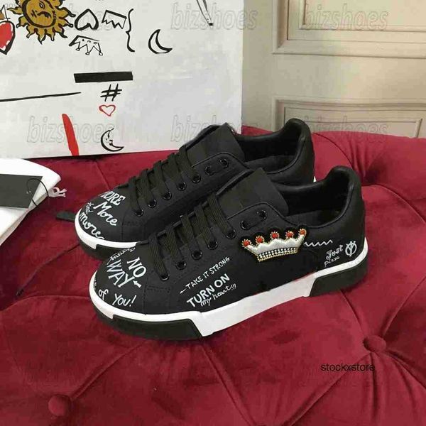 

with box dg dolcly and gabbanaly platform dgsdolcgabbanas designer white leather black leather men laceup casual shoes portofino slogan patc