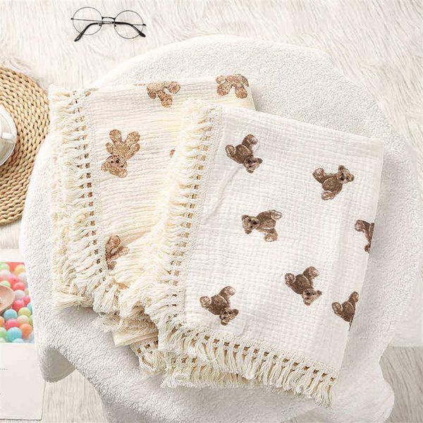 

muslin diapers blanket for ldren bear print baby blankets newborn receiving blanket bedspread bedding summer baby comforter l220623028