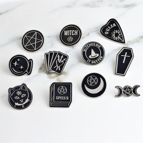 

witches do it better witch ouija spells black moon pin accessory badges brooches lapel enamel pin backpack bag2575, Silver