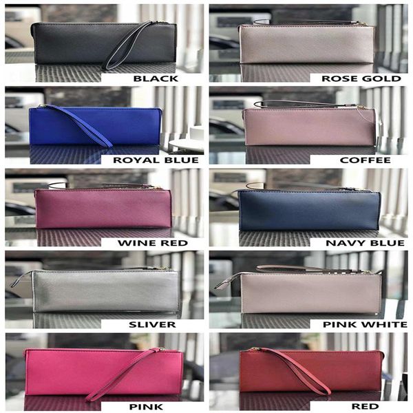 

brand designer wallets wristlets clutch bags card holder fashion bags olders women 10 colors wristlet strap317i, Red;black