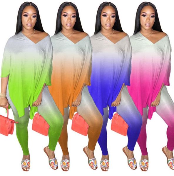 

women twopiece sets tye dye outfits long sleeve printed loose and tight pants casual maching whole dropshpping 2169961425, White