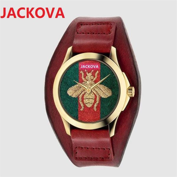 

big leather strap quartz fashion womens mens watches 39mm bee tiger snake shape nice model retro vintage gifts wristwa246u, Slivery;brown