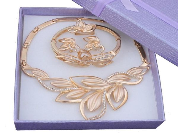 

new african beads jewelry set gold color clear austrian crystal women wedding necklace bracelet earring ring 2012225470499, Slivery;crystal
