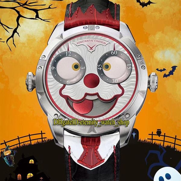 

tw v3s edition konstantin chaykin joker moon phase white dial nh35a automatic mechanical mens watch bow tie leather designer 236g, Slivery;brown