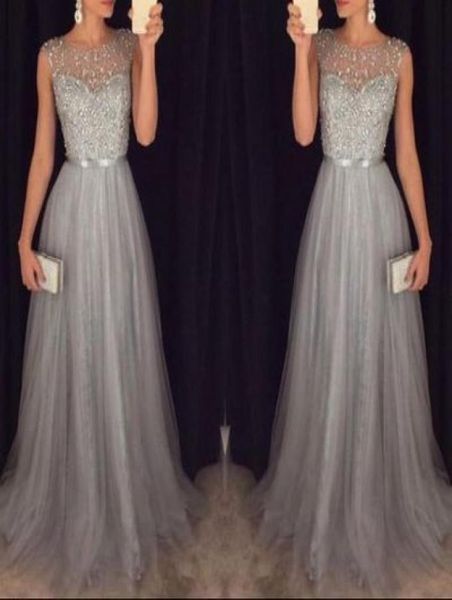 

modest prom dress long unique beading ribbon sash grey dress for teens 2019 plus size tulle evening formal party gowns2623972, Black