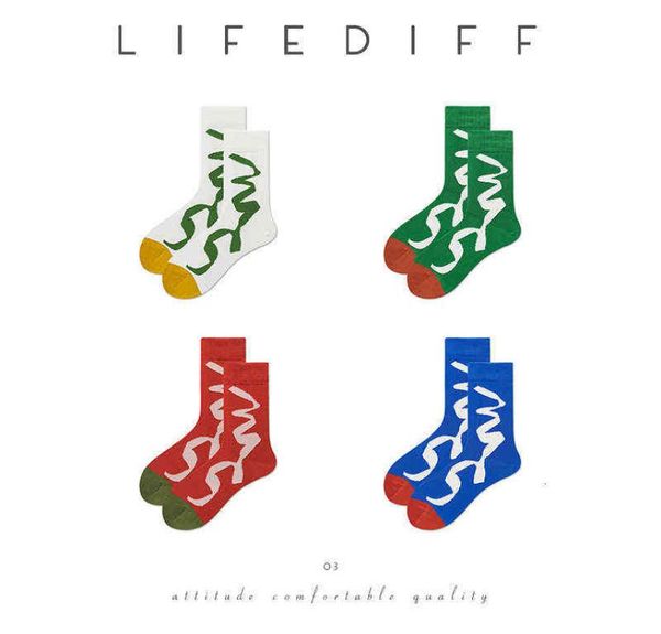 

men039s socks lifediff contrast stitching ribbon pattern men039s and women039s medium tube fashion brand personalized str3125128, Black