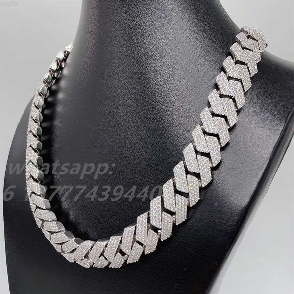 

luxury mens diamond bracelet cuban link diamond cuban necklace s925 moissanite cuban pass diamond test, Silver