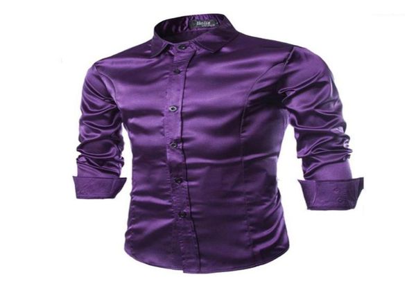 

new silk satin shirt men chemise homme 2017 fashion mens slim fit long sleeve emulation silk button down dress shirts rmq66711788533, White;black
