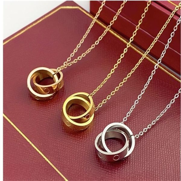 

double ring cake necklace manufacturers spot micro inlaid zircon clavicle necklace silver plated rose gold pendant jewelry