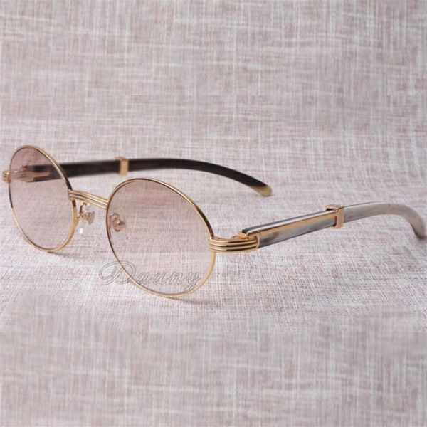 

anti-radiation oval sunglasses 7550178 with natural hybrid buffs horn for men and women size 55-22-135mm glasses314h, White;black