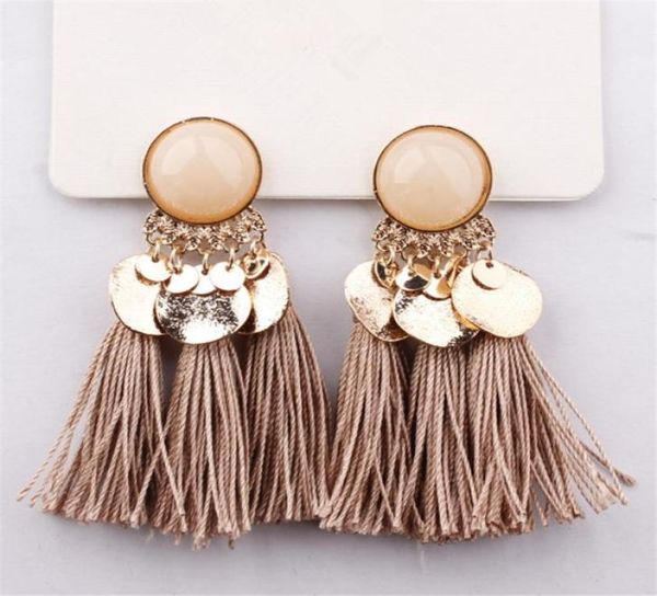 

bohemian sequins tassel earrings for women wedding party acrylic beads statement drop earrings long vintage fringing jewelry2344647, Silver