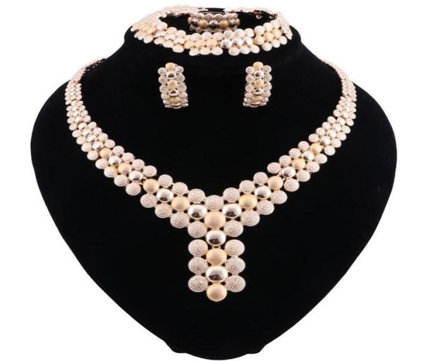 

fashion bridal jewelry sets women round african beads jewelry set dubai gold color costume indian jewelry set6131342, Slivery;golden