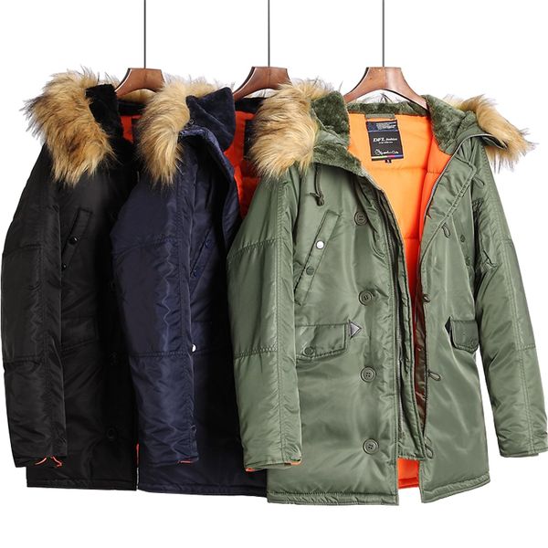 

men's jackets military plus size fur hood long waterproof windproof alaska winter parka thick men jacket coat 230823, Black;brown