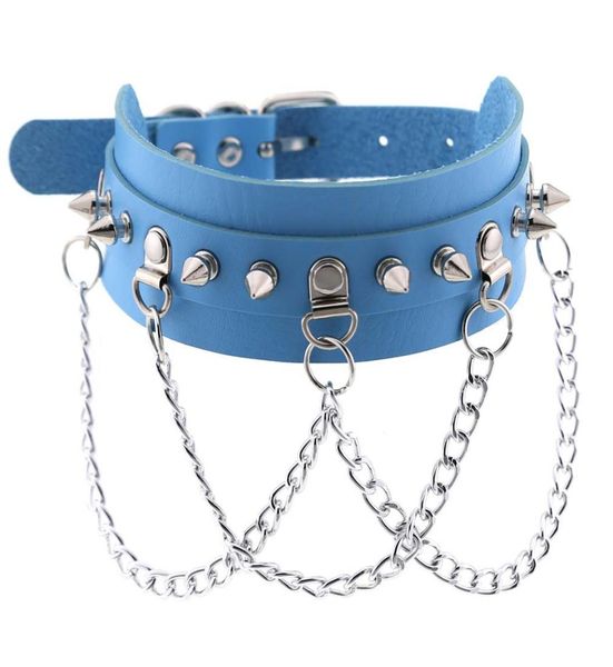 

black choker spikes collar women man leather necklace chain jewelry goth punk vegan chocker gothic accessories4330389, Golden;silver