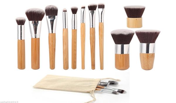 

11pcs makeup brushes cosmetics tools natural bamboo handle eyeshadow cosmetic makeup brush set blush soft brushes kit with bag7909521