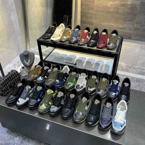 

flats valentinolies shoe designer sneakers s camouflage rivet camo casual shoes men mesh women rockrunner wbm chaussures studded gghu
