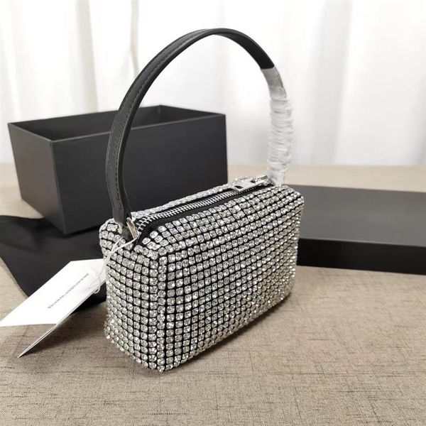 

fashion designer diamond bag chain mesh rhinestone pouch 17cm with gift box and dust bag221o