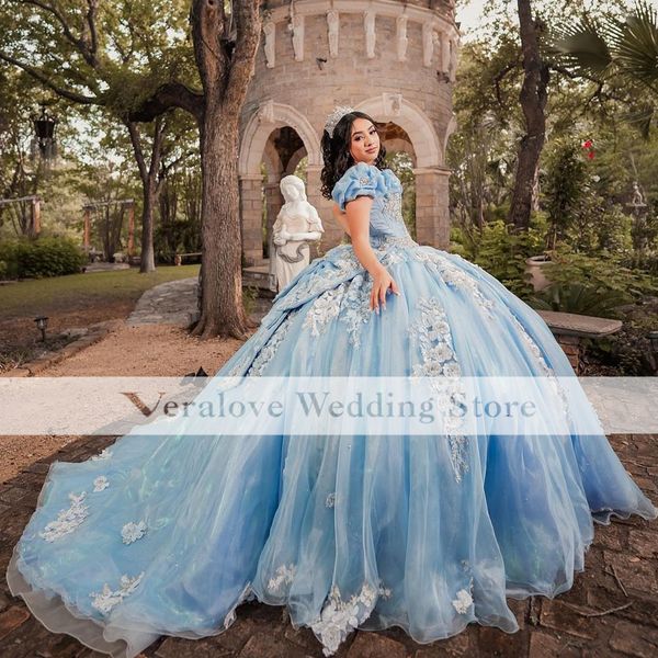 

blue quinceanera dresses 2023 princess 3d florals para xv princess birthday party dress ball gown party wear, Blue;red