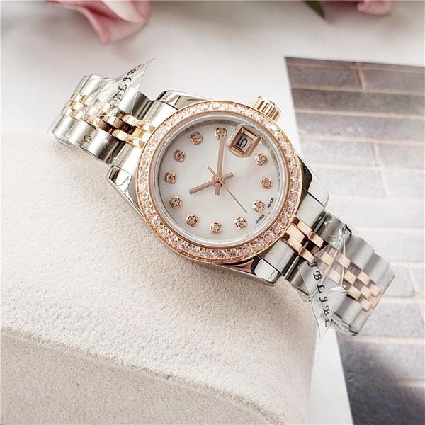 

rose gold white dial stainless steel watch women automatic mechanical new bussiness diamond mens watches 26 5mm 36mm 41mm252b, Slivery;brown