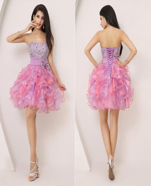 

2020 short homecoming dress mint organza sweetheart beading lilac prom party 8th graduation dresses mini skirt a line strapl9645117, Blue;pink