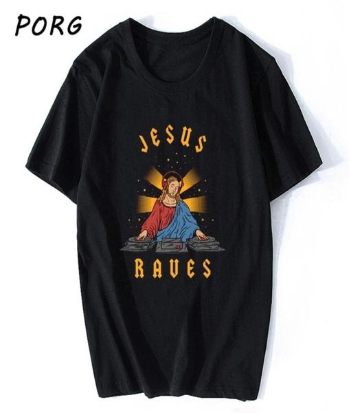 

jesus raves print casual mens t shirts fashion harajuku custom tshirt short sleeve tshirt punk oversized 039s 2107064773006, White;black