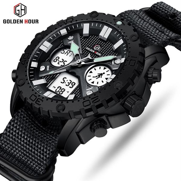 

brand goldenhour men watch men digital quartz sport watch relogio hombre military waterproof wrist watch relogio masculino229b, Slivery;brown